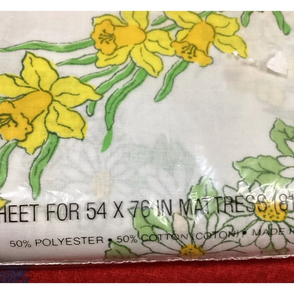 Cannon Mills Edgemont Garland Floral Full Fitted & Flat Sheet No-Iron Muslin USA